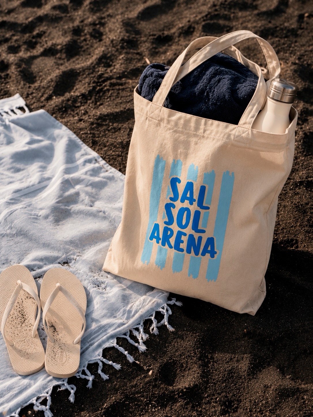 Tote bag de playa Sal, Sol y Arena