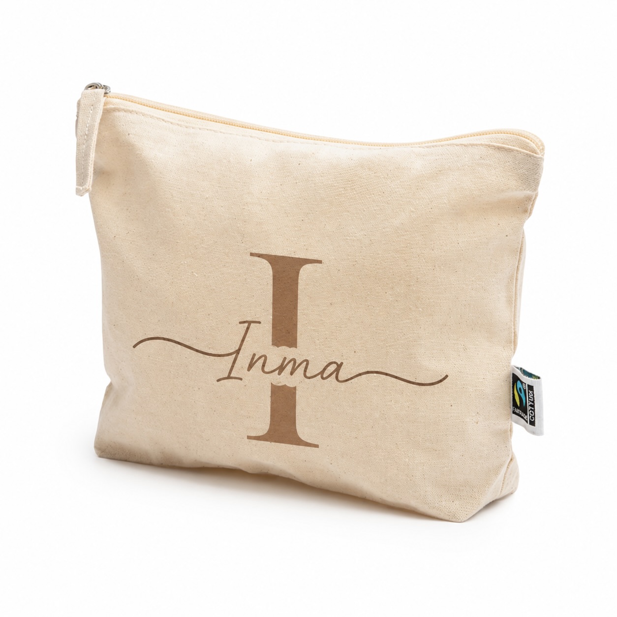 Neceser personalizado de tela con inicial y nombre