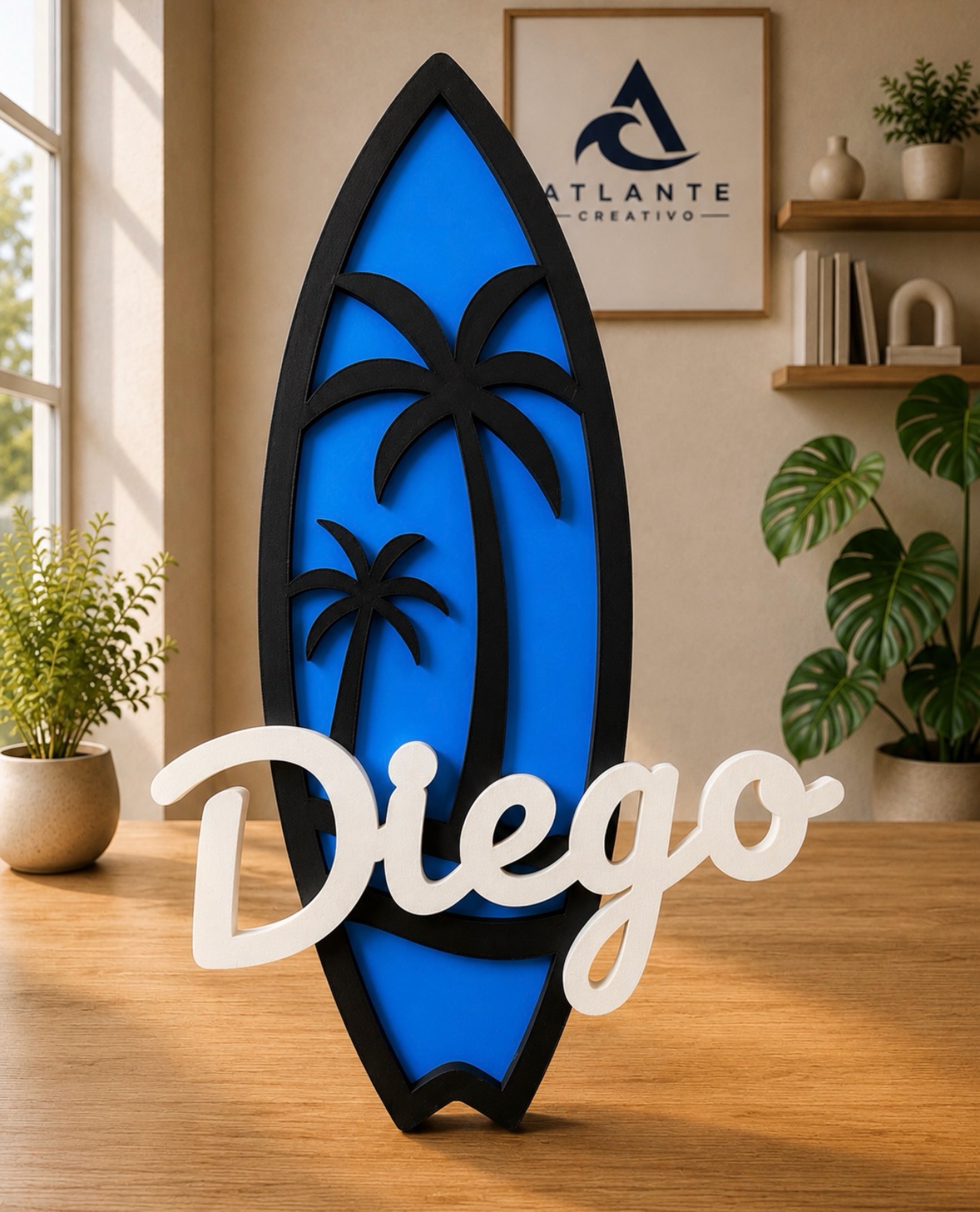 Tabla surf decorativa personalizada con nombre