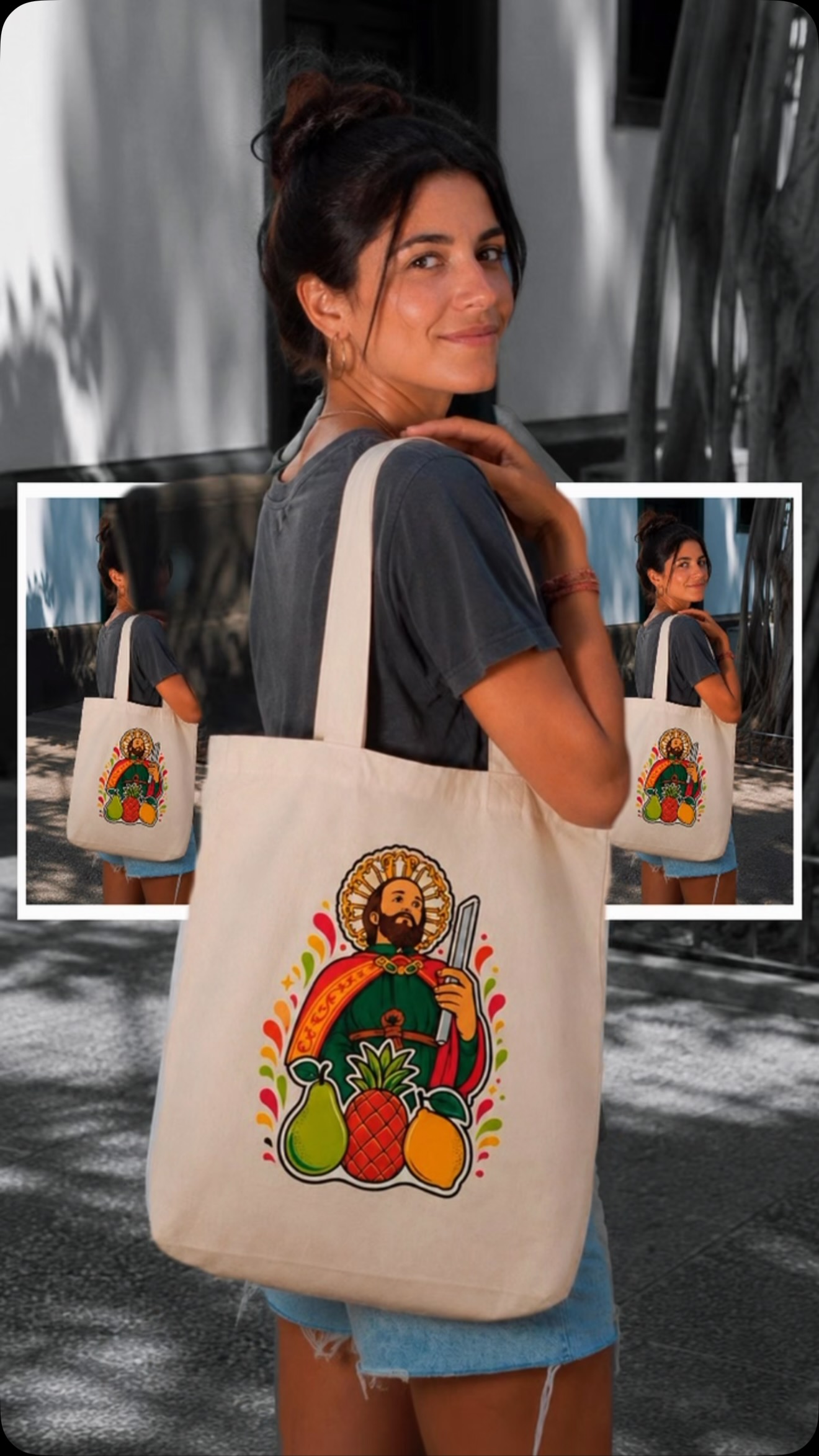 Tote bag con diseño de San Bartolomé