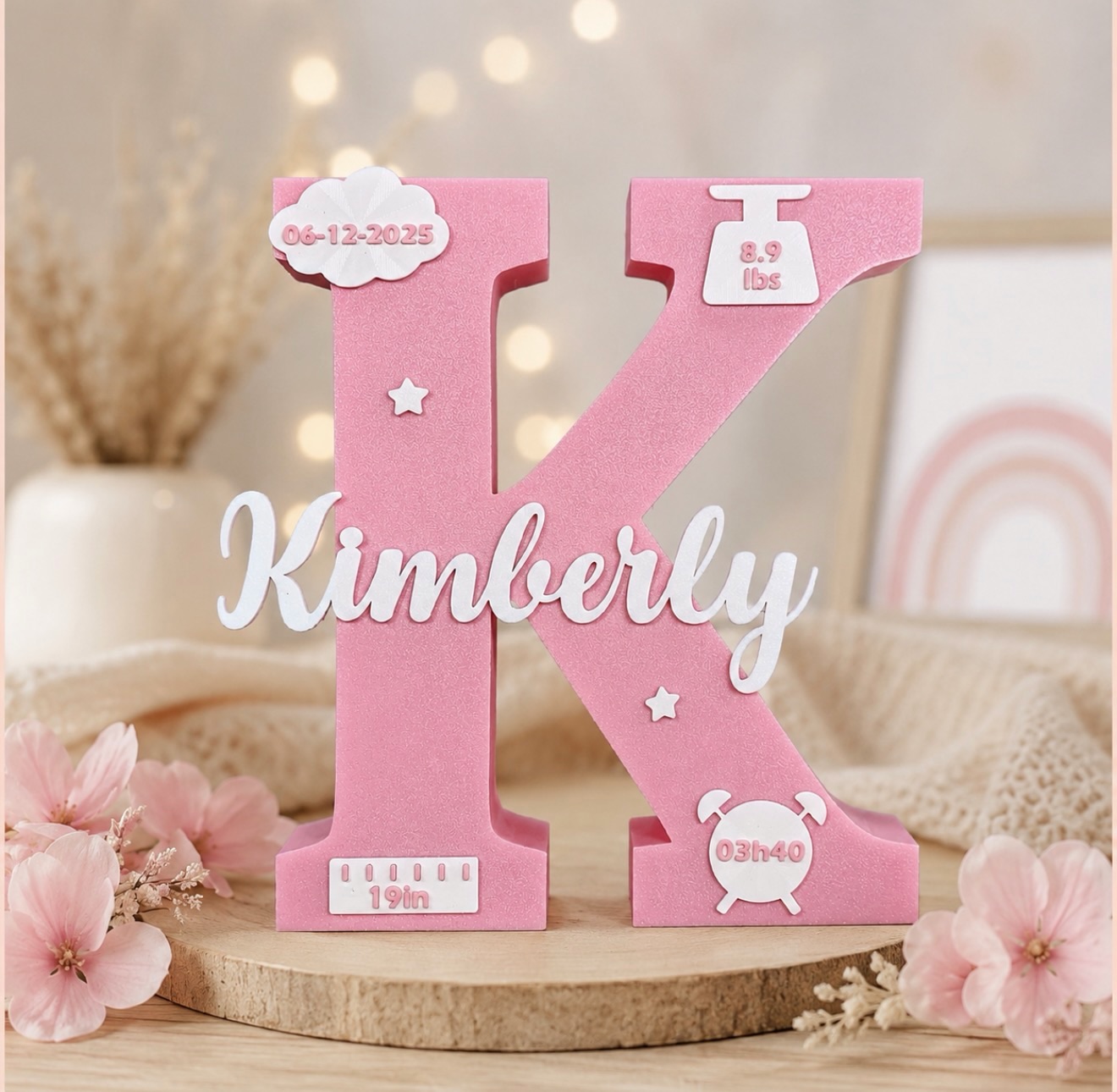 Letra decorativa personalizada para bebé